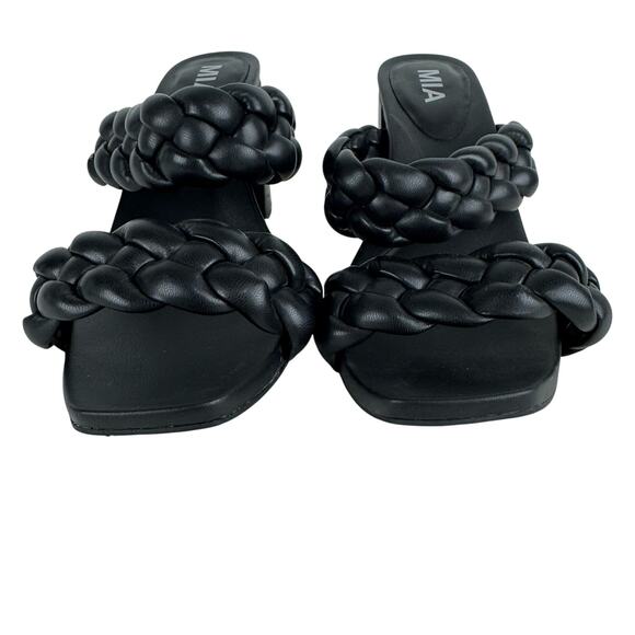 MIA‎ MAINE BRAIDED VEGAN LEATHER HEELED SANDALS IN BLACK NWOB WOMEN'S SIZE 8.5 - Picture 10 of 15